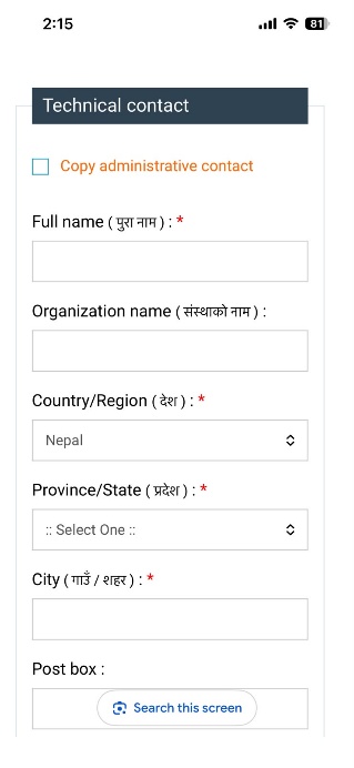 Registration credentials form part 2