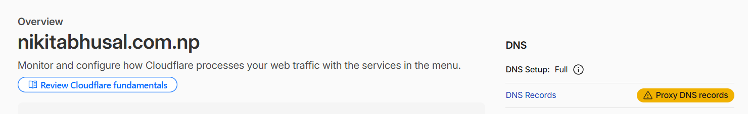 Cloudflare DNS records page