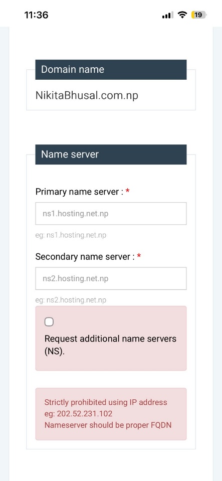 Nameserver fields