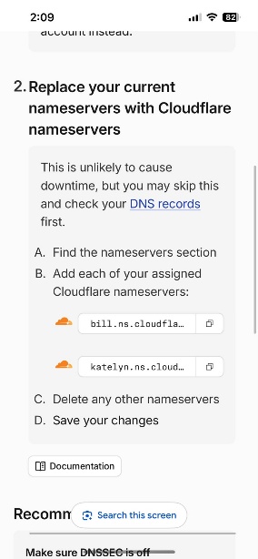 Cloudflare nameservers